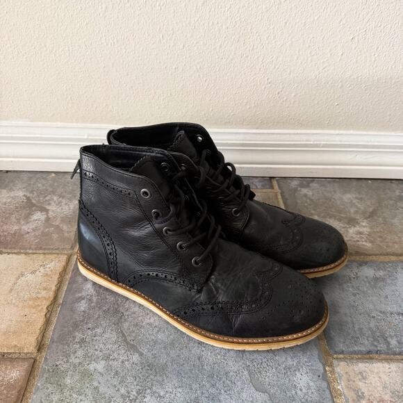 Boardwalk Wingtip Chukka Boots Black Leather Lace Up Mens Size 11.5 main image 4